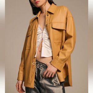 NEW Anthropologie Maeve Faux Vegan Leather Oversize Shirt Jacket Small
